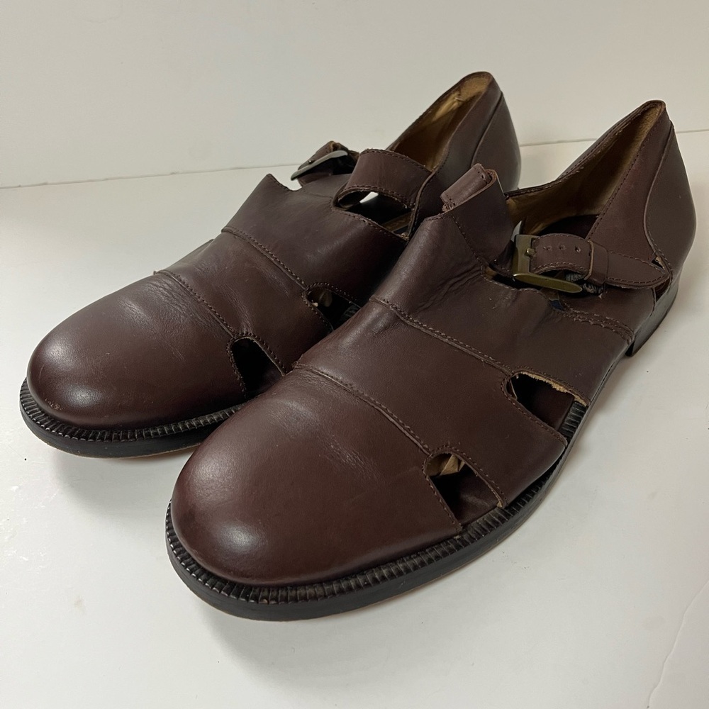 Coach Mens Dark Brown Leather Fisherman Sandals 11.5D - Picture 11 of 11